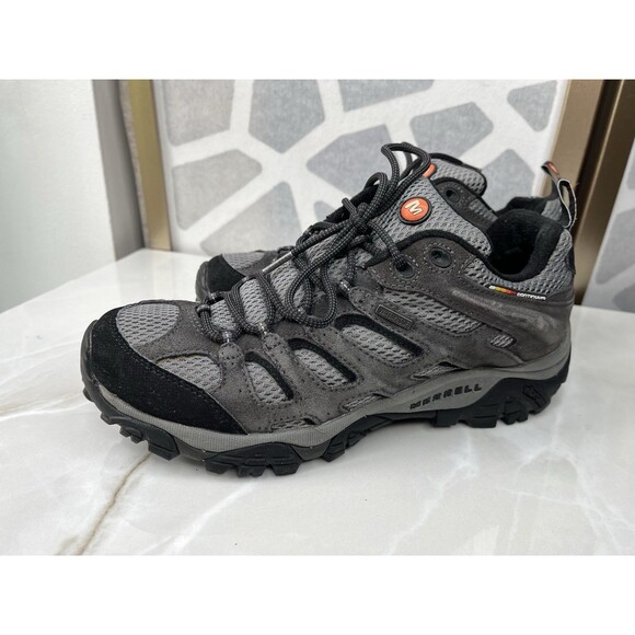MERRELL Men Moab WP Hiking Shoes Beluga Sz 9 Waterproof Gray Leather Textile - Picture 3 of 9